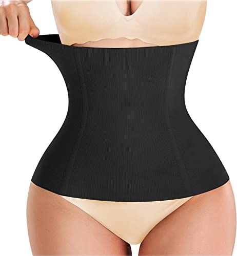 Gotoly Damen Unterbrust Korsett Bauchweg Waist Trainer Elastisch Postpartum Gürtel Postpartale Unterstützung Taillenmieder Bauch Taille Body Shaper (Schwarz, S)