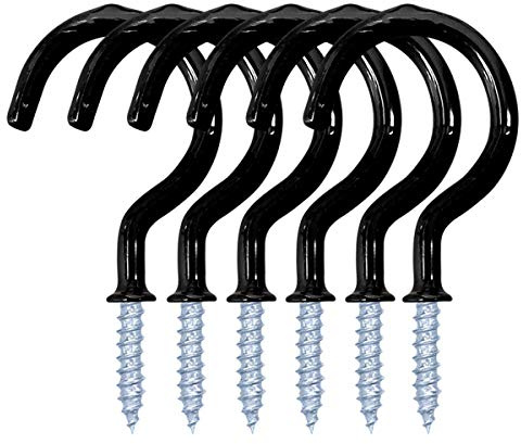 12 Pack Vinyl Coated Ceiling Hooks,Screw-in Mug Hooks,Multi-Function Wall Hooks Kitchen Hooks Cup Hooks for Indoors Outdoors (Black, 1-1/4 Inch)