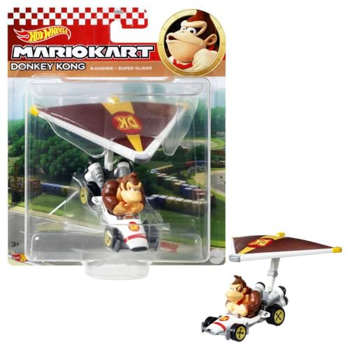 Hot Wheels Donkey Kong Mariokart-Fahrzeug, Auto, Modellflugzeug, Rot/Ausflug, Einfarbig (Getaway Solids), Kind, Kinder (unisex)