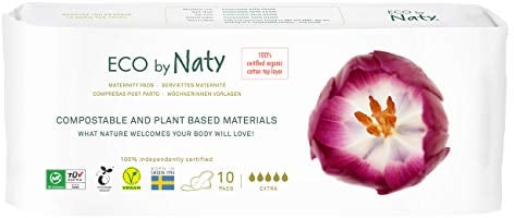 Eco by Naty Umstandsbinden – Schwangerschafts- und Wochenbetteinlagen für die Pflege und Erholung der Mutter, Saugfähige Pads für Auslaufschutz (10 Stück)