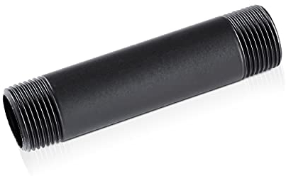 pamo Temperguss Rohr für Möbelbau mit 3/4 Zoll Gewinde für DIY Kleiderstange im Industrial Loft Design | Pulverbeschichtet Wasserrohr in schwarz für Do-It-Yourself Kleiderschrank (5 cm)