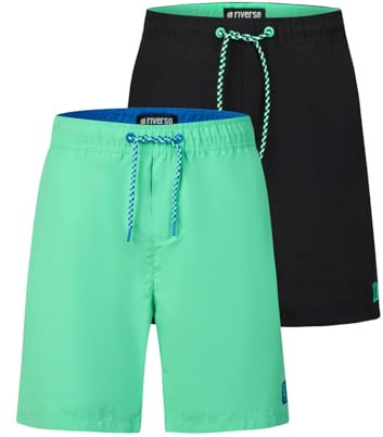 riverso Badehose Herren lang Badeshorts RIVDavid 2er Pack Set Regular Fit Schwimmhose Elastischer Bund, Größe:L, Farbe:Farbmix 1
