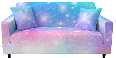 Highdi Sofabezug Sofaüberwürfe für 1/2/3/4 Sitzer, Mehrfarbig Armlehnen Sofa Cover Elastisch Spandex Stretch Antirutsch Sofa Cover Sofahusse Couchbezug Möbelschutz (Sternenhimmel,2 Sitzer)