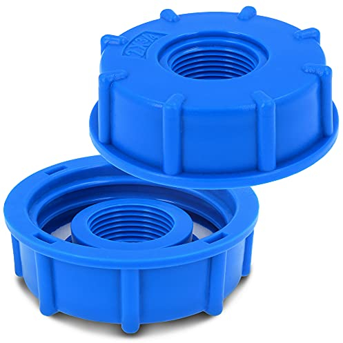 BRADAS® IBC Container Tank Verbinder Adapter Deckel Ø 3/4 Zoll Innengewinde IG S60x6 Grobgewinde Blau Kunststoff Tankdeckel | Anschluss Zubehör Für Tank- & Wasserbehälter Regentonnen Regenwassertank