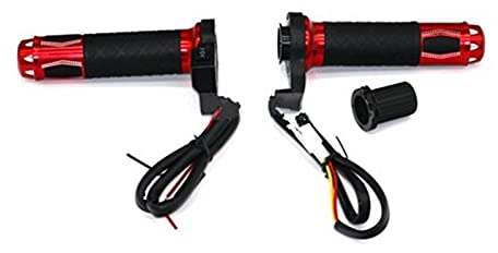 Griffheizung Motorrad Motorrad Elektrisch Beheizte Griffe Motorrad Hot Grip Roller 22mm 7/8 Lenker Handwärmer Aluminium (Farbe : Rot)