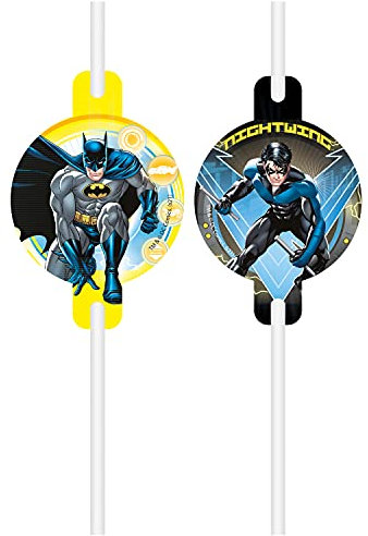 Procos 93356 – Pailles en papier Batman 22 cm de long, certifié FSC
