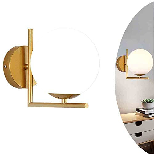 Lampe Murale De Créativité Moderne Avec Abat-Jour En Verre Boule, E27 Fini doré Appliques Murales Luminaire Personnalité Montage Mural Lumière Lampe de Mur Metal Spots Chambre Salon Couloir Cuisine