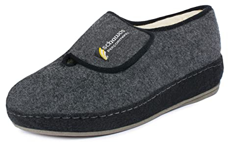 Schawos 6064 pantoufles en feutre pour hommes avec semelle antidérapante, chaudement doublées (gris, 43 EU)