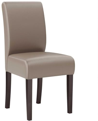GGMMÖBEL Leo Big | 2-er Set | Esszimmerstuhl | Taupe | Leder | Bistrostuhl | Gastrostuhl | Gepolstert | Gestell: Holz/Schwarz | Sitzhöhe: 48cm