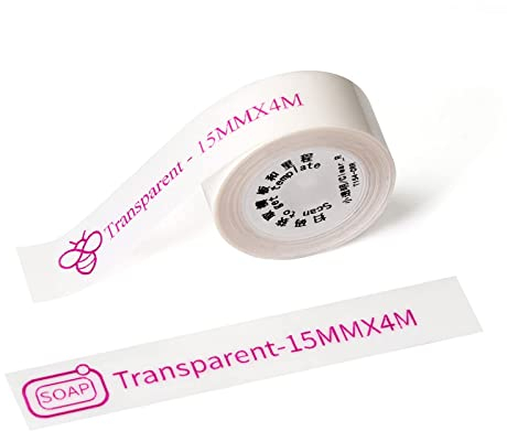 Qutie Rosarote Schrift Etiketten Selbstklebend - 15mm Wasserdicht DIY Klebeetiketten, Kompatibel zum Qutie Etikettendrucker, Geeignet für Drucken Sie Barcode, Name, Datum, Preis, 4M/Rolle