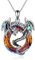 TOUPOP Drachen Kette aus 925er Sterlingsilber mit Abalone-Muschel, 14 Karat vergoldet Vulkankristall Drachen Anhänger Schmuck für Damen, Herren, Geburtstags Geschenk Drachengeschenke für Frauen