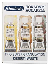 Schmincke – HORADAM® AQUARELL, Super Granulation Trio Wüste, 5 ml Tuben, 74 620 097, Kartonset, sehr stark granulierende Farbtöne, feinste, supergranulierende Aquarellfarben
