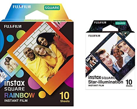 instax Lot de 10 Films carrés Rainbow 16671320 & 16633495 Lot de 10 Films carrés pour Eclairage étoilé
