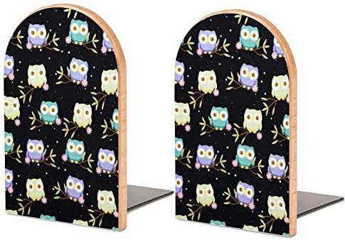 Serre-Livres 2 pièces, Serre-Livres Hibou pour étagères, Support de Livre décoratif pour Livres Lourds/fichiers de Bureau/Magazine