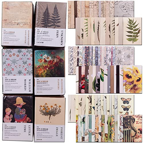 CNYMANY 600 Pezzi Materiale Fai Da Te Vintage, Forniture per Diario Spazzatura, Carta Estetica Decorativa Retrò per Scrapbooking e Abbellimenti Artistici
