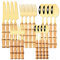 NEPIAN 20 Pz Oro 304 Set di Stoviglie in Acciaio Inox Manico di bambù Set di Posate Torta Forchette Cucchiaio di caffè da Tavola Posate Occidentale Leisurely (Color : Bamboo Gold)