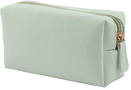 Apooliy Leather Makeup Bag for Purse Travel, Portable Small Cosmetic Organizer for Women and Girls, Make up Bag with Zipper