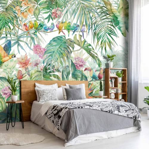 Papier Peint Panoramique 3D Jungle Colorée Papier Peint 3D Intissé Moderne Décoration Murale