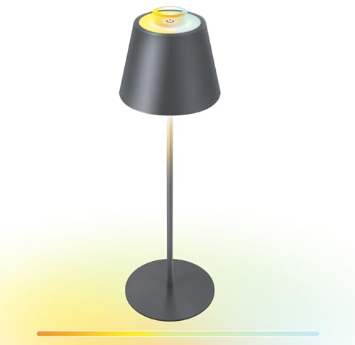 uuffoo Tischlampe kabellos,LED Tischlampe akku,Led tischleuchte kabellos Dimmbare Warmweiß 2700K-6000K Touch Control akku lampe(Grau)