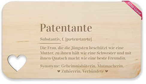 Shirtracer Frühstücksbrettchen Herz Patentante Definition | Holz, 22,5x12,5, Taufe, Täufling, Patenkind, Segen, Taufgeschenke, Tante, Verwandtschaft, auntie, Patenschaft, Patin