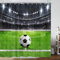 Fußball-Duschvorhang für Jungen, Kinder, Herren, American Football, Sport, Stadion, Feld, grüner Badevorhang, Arena, Fußball, cooles Kunstwerk, Stoff-Duschvorhang, maskulines Badezimmer-Zubehör mit
