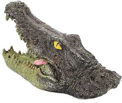 Kisangel Adorno De Cabeza De Cocodrilo Simulado para Acuarios De Escritorio Decoración De Jardín Exterior Accesorio De Patio Elegante y Creativo