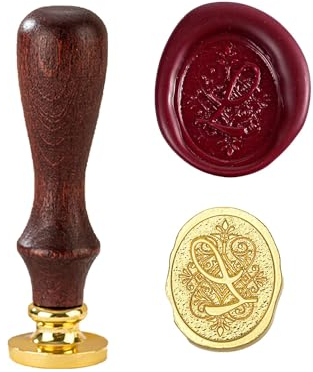 TBXqian Initial L Wachs-Siegel-Stempel, Vintage Letter Seal Wachs-Siegel-Stempel mit abnehmbarem Messingkopf und Holzgriff für Party Einladungen/Geschenkpapier/Umschläge/Weihnachten Thanksgiving
