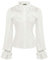 CURLBIUTY Womens Long Sleeve Shirt Vintage Victorian Blouse Ruffle Mediaeval Goth Corset Tops White L