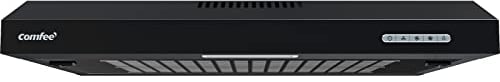 COMFEE'SLIF17B-60 LED,Hotte aspirante 60 cm, sous comptoir, 2 modes d'aspiration - 3 niveaux de vitesse - Noir