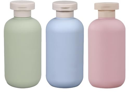 Quetschflaschen Reiseflaschen, Shampoo Flaschen zum Befüllen, HDPE Auslaufsicher Reise Container für Shampoo, reise shampoo behälter für Shampoo, Cremes, Lotion, Toilettenartikel (D 3Pcs, 300ML)