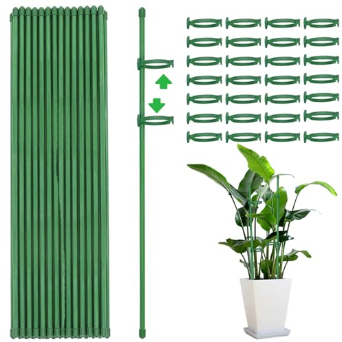 LURNODY 15 Pcs Tuteur Plastique Plante Grimpante 30 Boutons-Pression Tuteur Tomate Tuteurs pour Plantes, Utilisé pour Soutenir La Croissance Verticale de La Plupart des Plantes à Petites Tiges