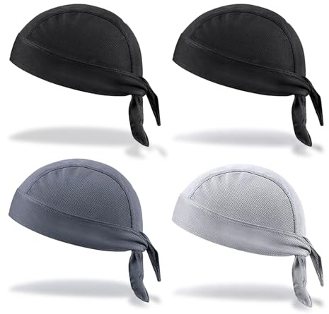 UILYNIU 4 Pcs Bandana for Men Skull Cap,Quick Dry Sports Bandana Cycling Skull Cap Sports Hiking Skating Cycling Climbing,Anti-UV Head Protection Headband