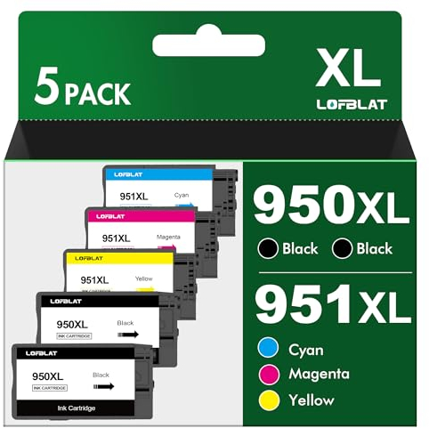 LOFBLAT 950XL 951XL Druckerpatronen Kompatible für HP 950/951 Multipack Officejet Pro 8600 8610 8100 8620 8615 8100 8625 8630 8640 8660 276dw 251dw Drucker (2 Schwarz Cyan Magenta Gelb, 5er-Pack)