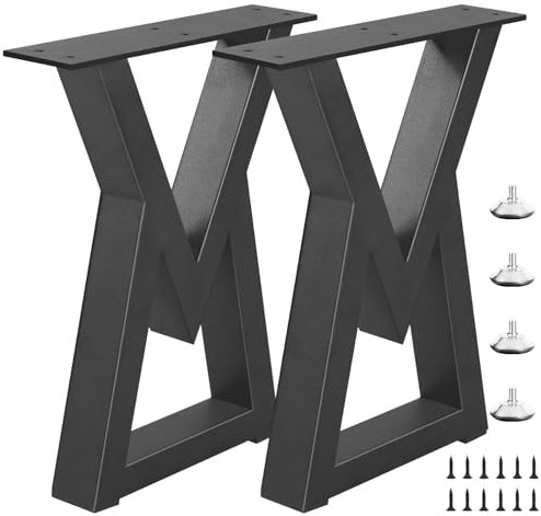 Rioychan 16'' Metall Beine für Schreibtisch, Couchtisch, Bank und Sofa - Heavy Duty Eisen Möbel Beine für DIY Schwarze Endtische, Beistelltische, Moderne Schreibtische, Esstisch - V Form