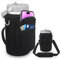 for Stanley Iceflow Flip Straw Jug 64 oz, Water Bottle Cup Holder Cover Carrier Sling Bag with Strap, Pouch Pocket for Phone / Accessories, add Handle for Stanley Flip Straw, Neoprene(Black-64 oz)
