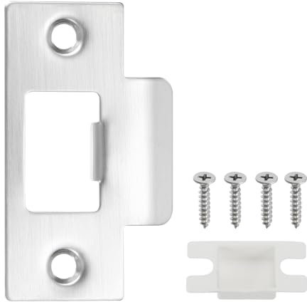 PATIKIL 2-3/4 Door Lock Strike Plate,1 Pcs Stainless T Strike Deadbolt Strike Plate,Door Backplate with Screw for Interior Exterior Door Use(Large Hole), Silver