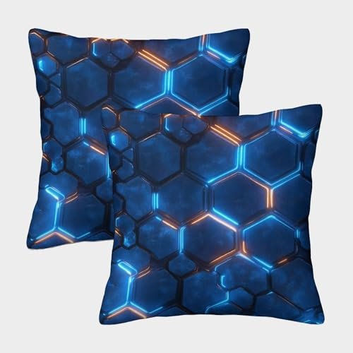 RNDKAUUIE Waben 2er-Set Kissenbezug, Zierkissenbezüge Kissenbezüge Dekokissen Waben Pattern Kissenhülle Set Kissen Fall Für Sofa Auto Schlafzimmer Zuhause Dekor 40x40cm