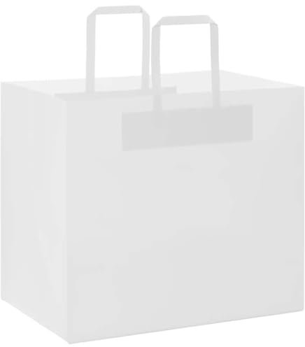 vidaXL Papiertragetaschen 50 Stk., Papiertüten mit Henkeln, Kraftpapiertüten, Geschenktüten für Einkaufen Hochzeiten Verpackungen Partys Geburtstag Weihnachten, Weiß 32x22x28cm