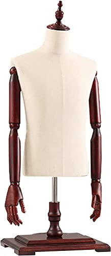 Männlicher Oberkörper-Schaufensterpuppe, Schaufensterpuppe für Erwachsene Herrenbekleidung, höhenverstellbare Schaufensterpuppe, Kleiderpuppe mit Holzsockel und -Armen für einfache
