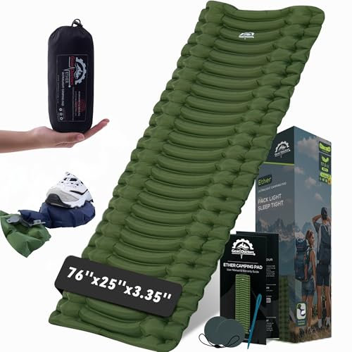 Gear Doctors Ether 496.1 g Ultraleicht Camping Isomatte - Rucksackreisen Luftmatratze - Camping Matratzenauflage - Kompakte aufblasbare Isomatte für Rucksackreisen, Bequeme Outdoor-Wandern, Zelt