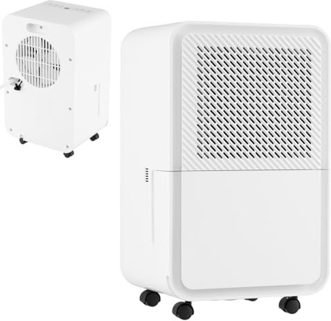 HOMFME 15L/Day Dehumidifier with 5 Modes, Digital Display, Sleep Mode, Continuous Drainage, Laundry Drying, 24H Timer, Auto-Off & Drainage Hose, 2.5L Water Tank, Dehumidifiers for Home Office Damp
