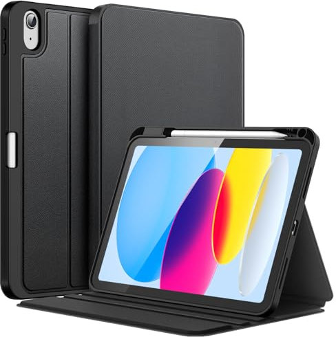 FINTIE Folio Custodia per iPad (A16) 11ª/10ª Generazione 2025/2022 con Portapenne - Multi-angolo Cover Protettiva Sottile Case con Retro in TPU Morbido, Nero