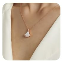 PetPong Collier pour femme en or 18 carats avec pendentif en forme de coquille Saint-Jacques incrusté de zircons exquis, collier 40-48 cm, réglable, cadeau d'été tendance, Medium, Cuivre, Pas de