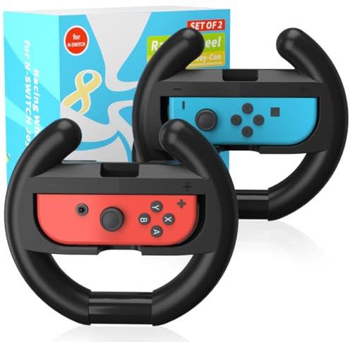 Interruttore volante per Nintendo Switch, volante da corsa per giocare a Mario Kart 8 Deluxe compatibile con JoyCon, accessori Nintendo Switch regalo per Mario Kart - 2 confezioni