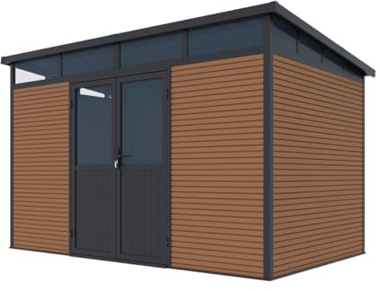 WEIDE WPC Gartenhaus Teak Geräteschuppen wetterfest (Teak, 338x218)
