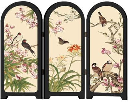 Colcolo Mini paravent décoratif Chinois à 3 Panneaux, séparateur esthétique de 24 x 20 cm, Petit paravent de Bureau pour Bureau, Style A