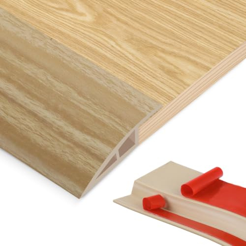 PVC Übergangsprofil Selbstklebend, Doppelseitig Klebend Türschwellen Leiste,Boden Höhenausgleich (10mm) Abdeckleiste für Laminat, Parkett, Fliesen & Teppich