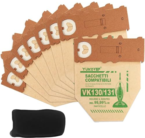 8Sacchetti per Aspirapolvere vorwerk folletto VK130 131,con 1 Filtre Motore