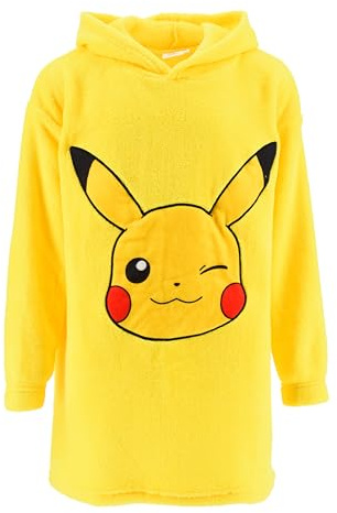 Pokemon Pikachu Kapuzenpullover, Oversized, Gelb, Mit Ohren und Kapuze, Kuschlig Warm, für Junge und Mädchen