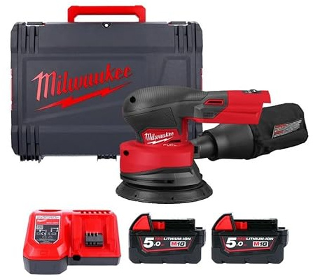 Milwaukee M12FROS5-502X Random Orbit Sander 2-12v-5Ah REDLITHIUM Batteries 150mm